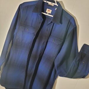 Levi's Men's Blue And Black Plaid Shirt